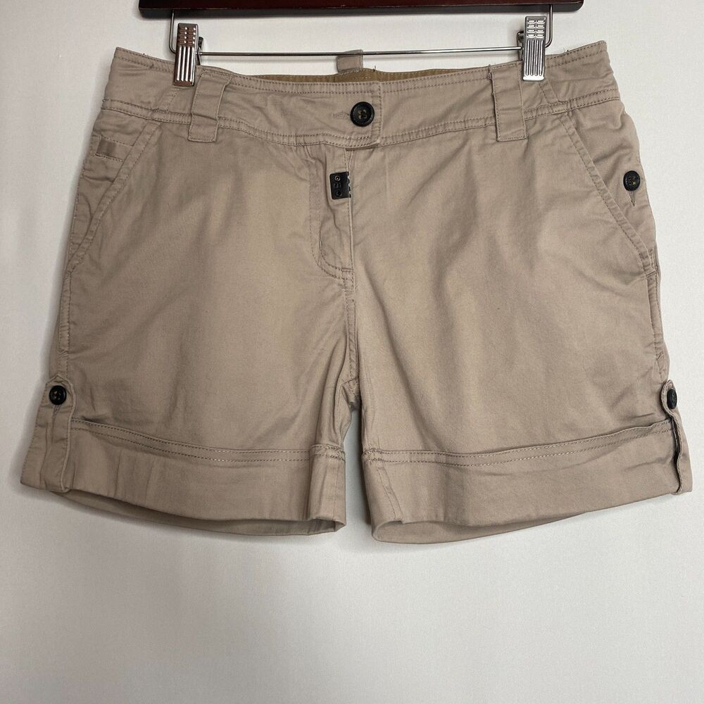 Caterpillar Inc Womankind Shorts Khaki Regular Fit Roll Tab Cuff Size 28